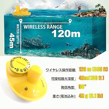 LUCKYLAKER　ワイヤレス　魚群探知機　ポータブル　魚探　バス　ワカサギ LUCKYLAKER 魚群探知機 防水 ワイヤレス 魚探 投げ釣り ワカサギ